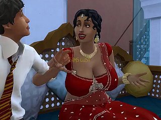 Desi Telugu Busty Saree Tante Lakshmi wurde von einem jungen Mann - Ensemble 1, Teil 1 - Dissipated Launen - mit englischen Untertiteln verführt