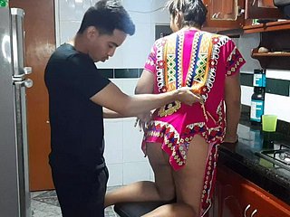Tasting my stepmother's munificent pussy in chum around with annoy kitchen